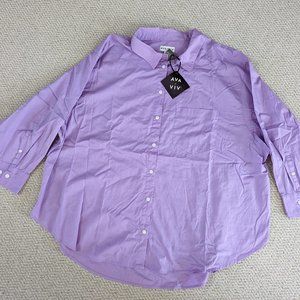Ava & Viv 2x lilac button shirt with collar